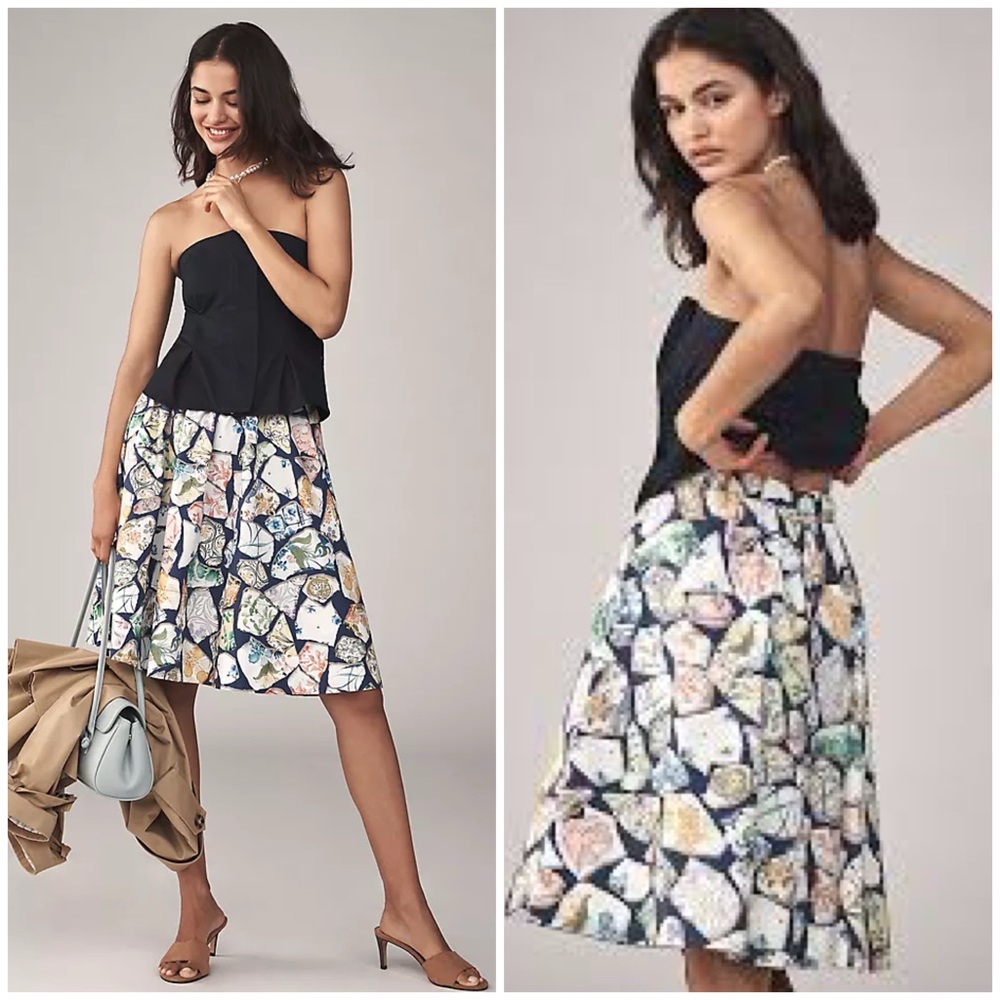 Anthropologie Maeve The Jacie Poplin Printed Knee-Length Skirt Size XS NWT